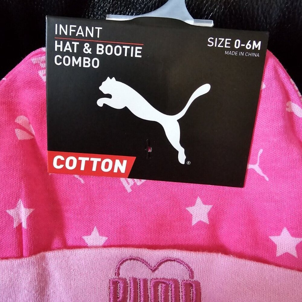 NWT Puma Heartbreaker Pink beanie/ bootie Set 0-6months - Picture 2 of 7